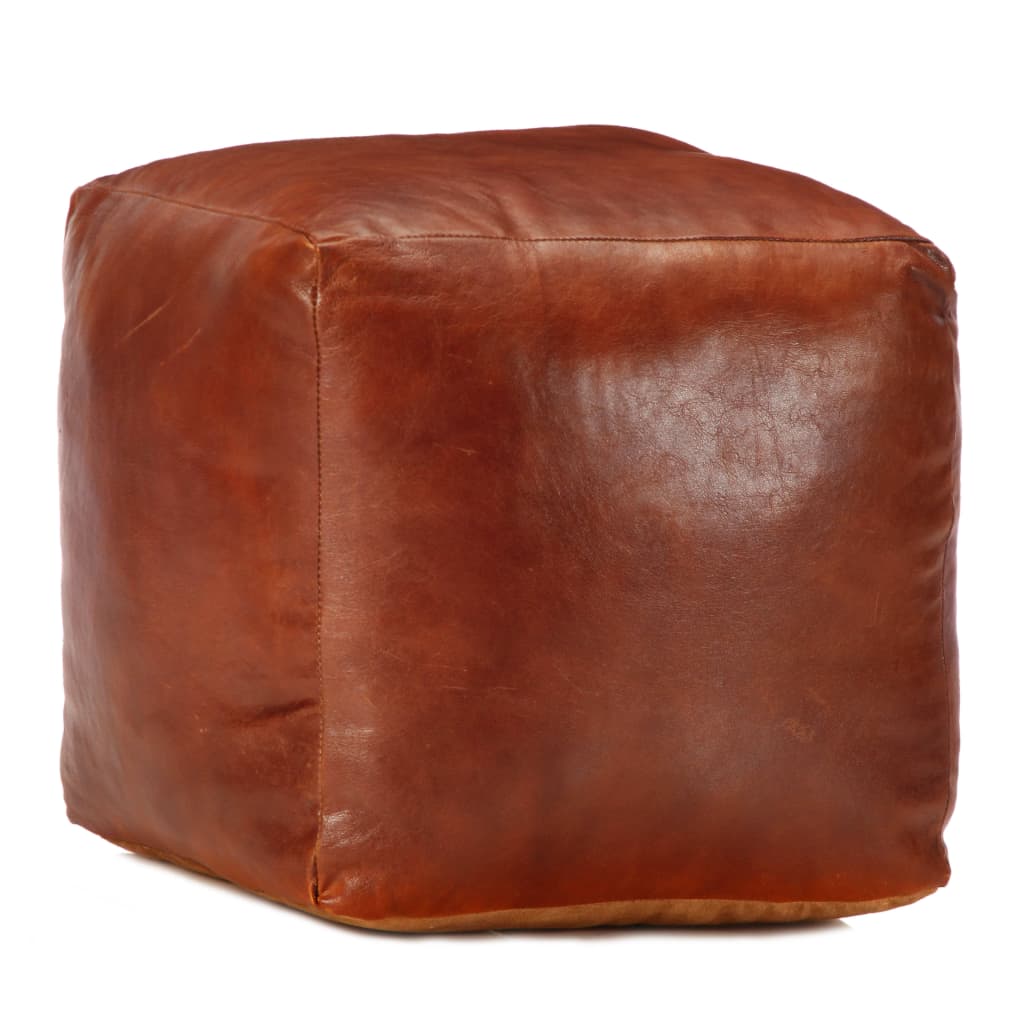 Pouf de Salon en Cuir Industriel-Marron pâle-1-La-Fabrique-Industrielle