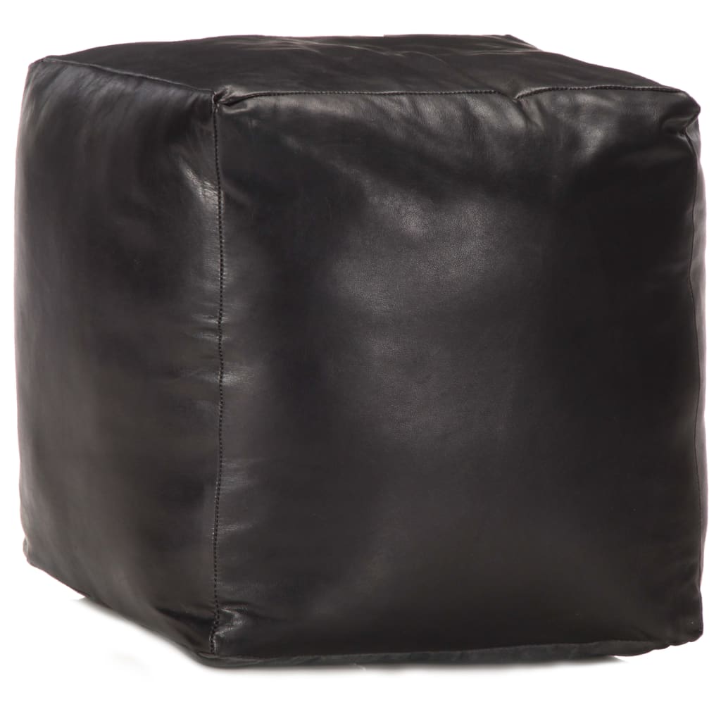 Pouf de Salon en Cuir Industriel-Noir-1-La-Fabrique-Industrielle