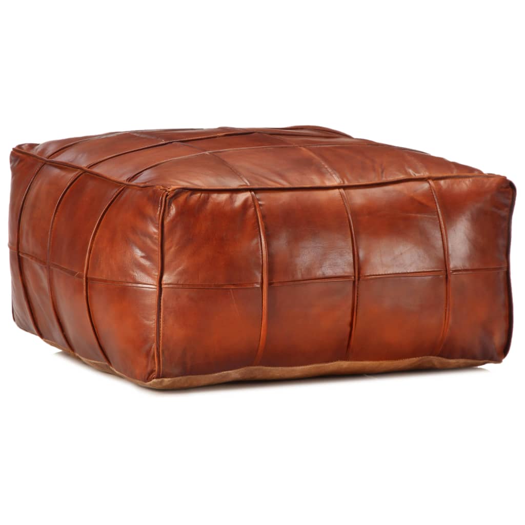 Pouf en Cuir Industriel Marron Foncé-Marron pâle-1-La-Fabrique-Industrielle