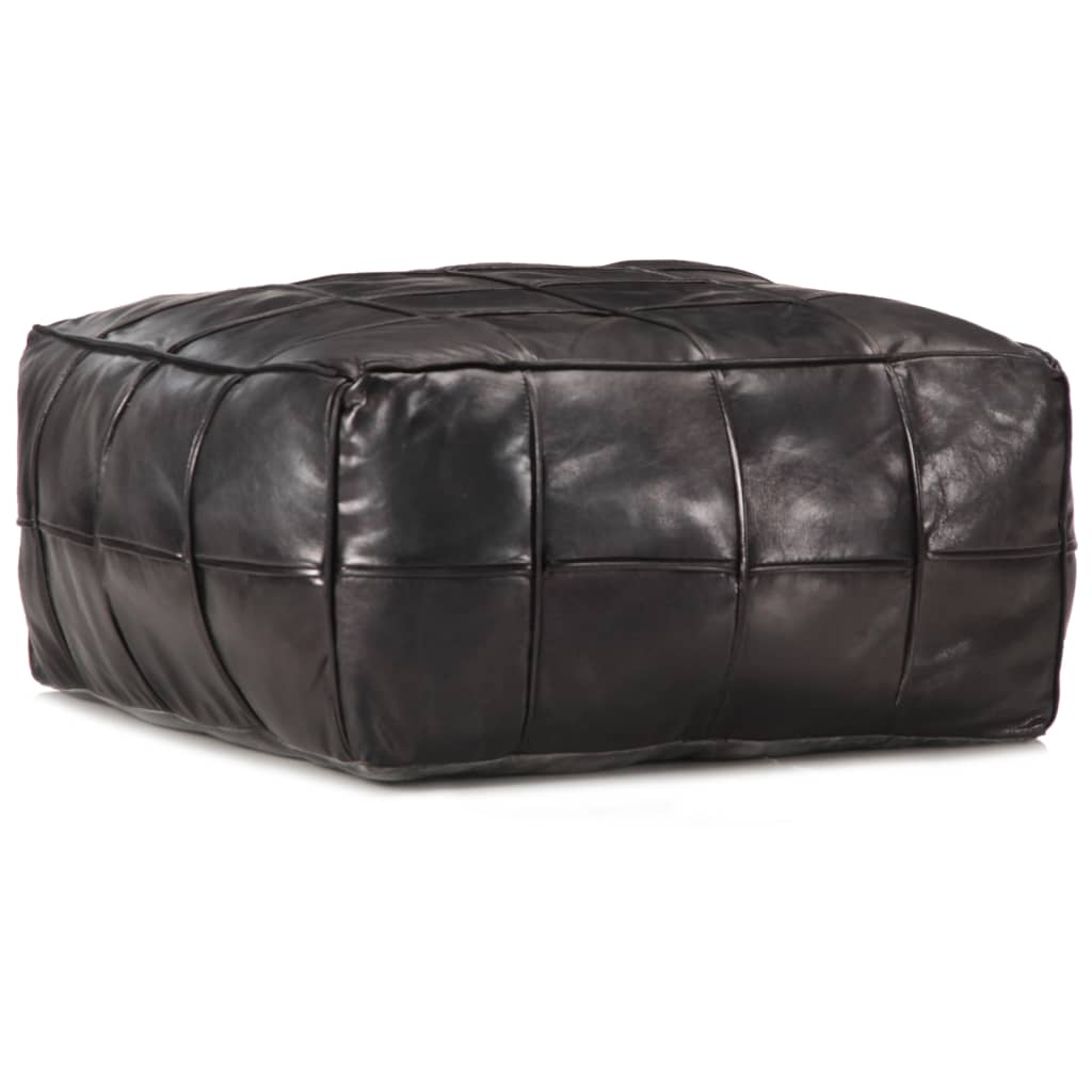 Pouf en Cuir Industriel Marron Foncé-Noir-1-La-Fabrique-Industrielle