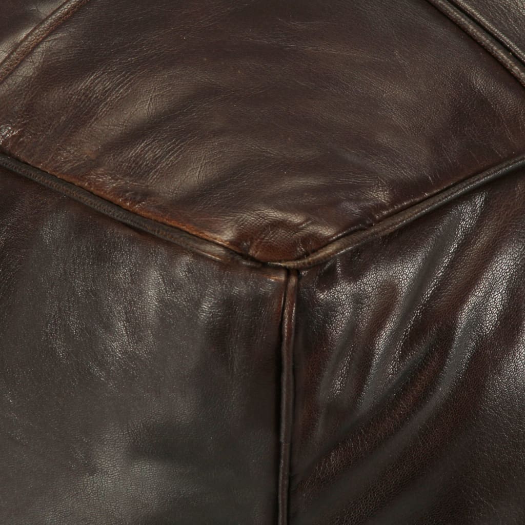 Pouf en Cuir Industriel Marron Foncé-La-Fabrique-Industrielle
