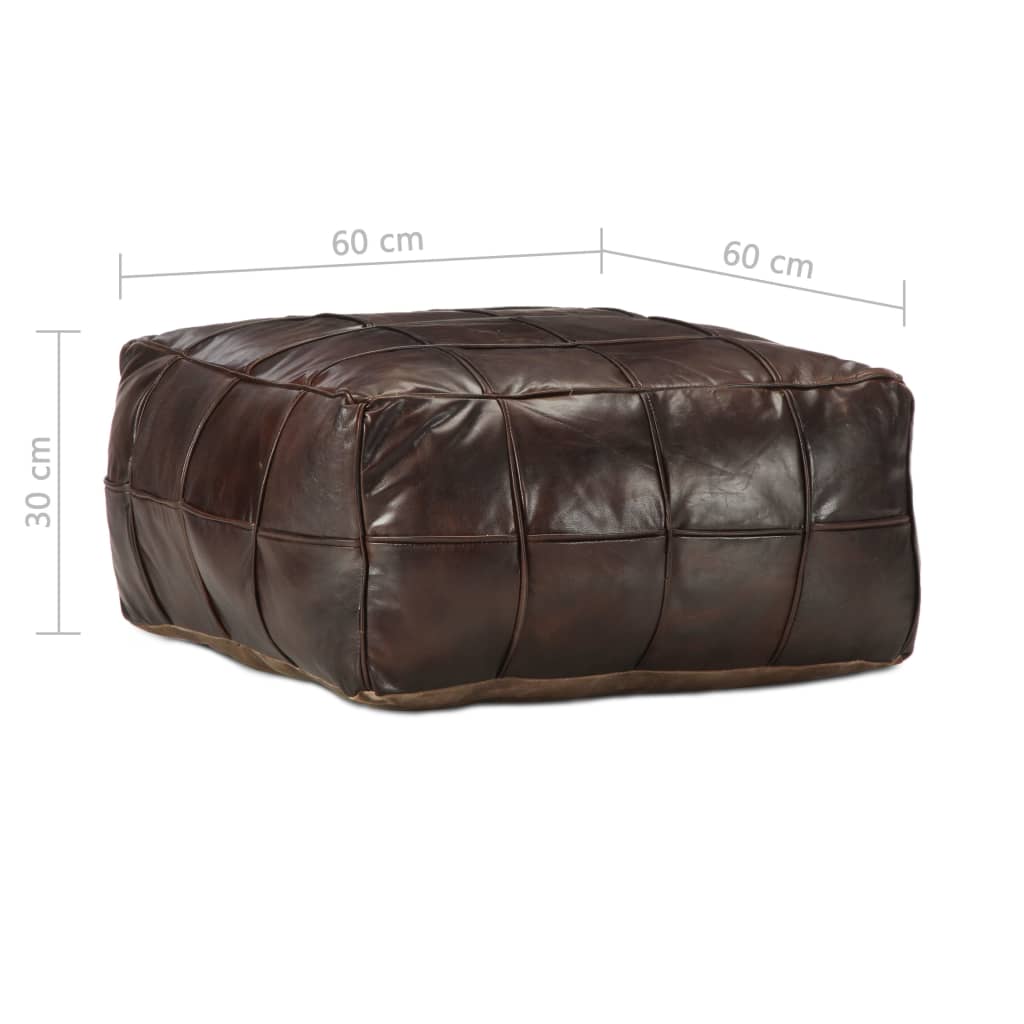 Pouf en Cuir Industriel Marron Foncé-La-Fabrique-Industrielle