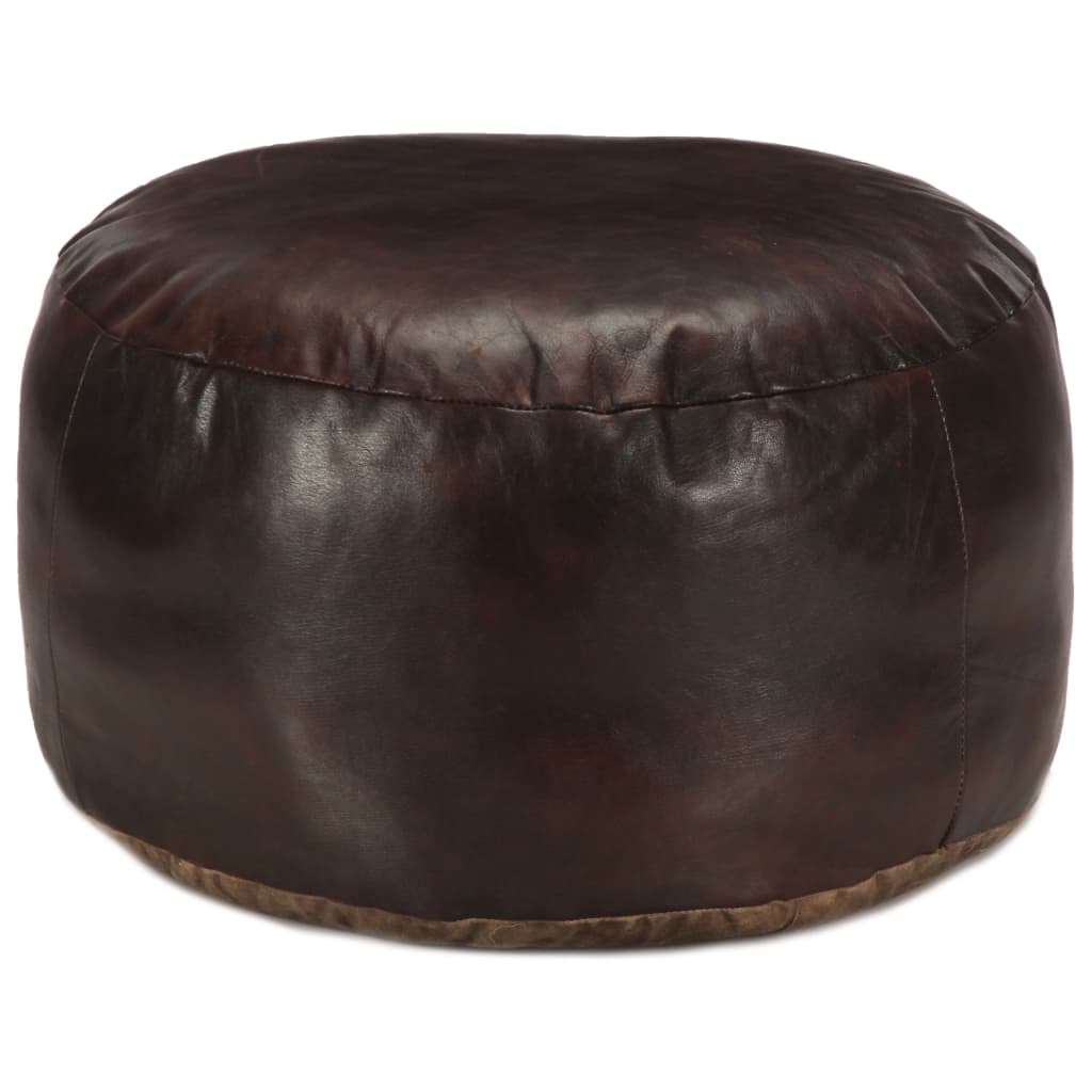 Pouf en Cuir Véritable de Chèvre Marron-Marron foncé-1-La-Fabrique-Industrielle