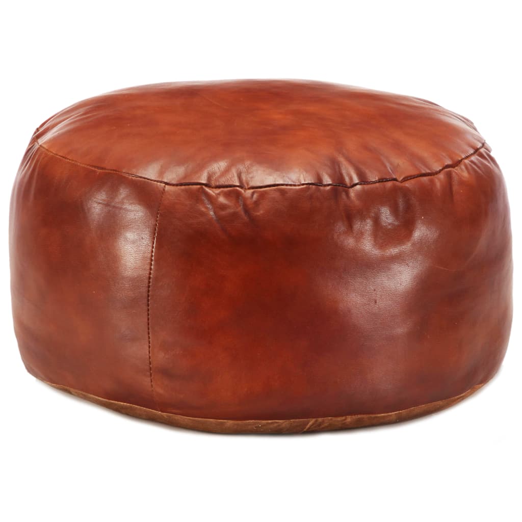 Pouf en Cuir Véritable de Chèvre Marron-Marron pâle-1-La-Fabrique-Industrielle