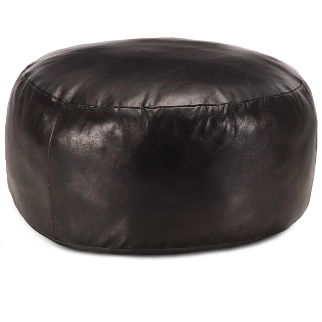 Pouf en Cuir Véritable de Chèvre Marron-Noir-1-La-Fabrique-Industrielle