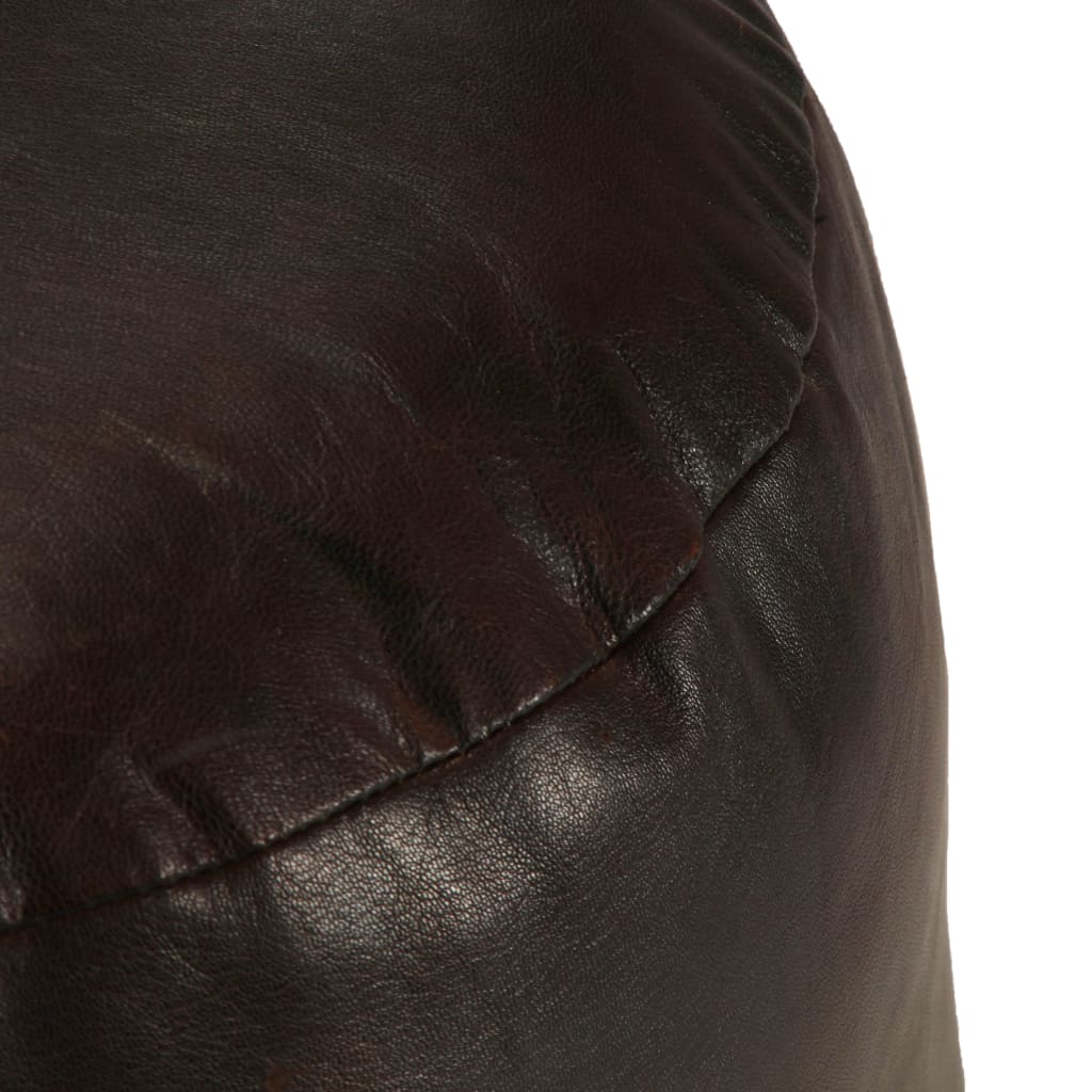 Pouf en Cuir Véritable de Chèvre Marron-La-Fabrique-Industrielle