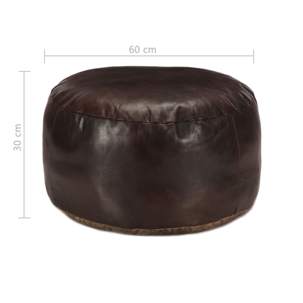 Pouf en Cuir Véritable de Chèvre Marron-La-Fabrique-Industrielle
