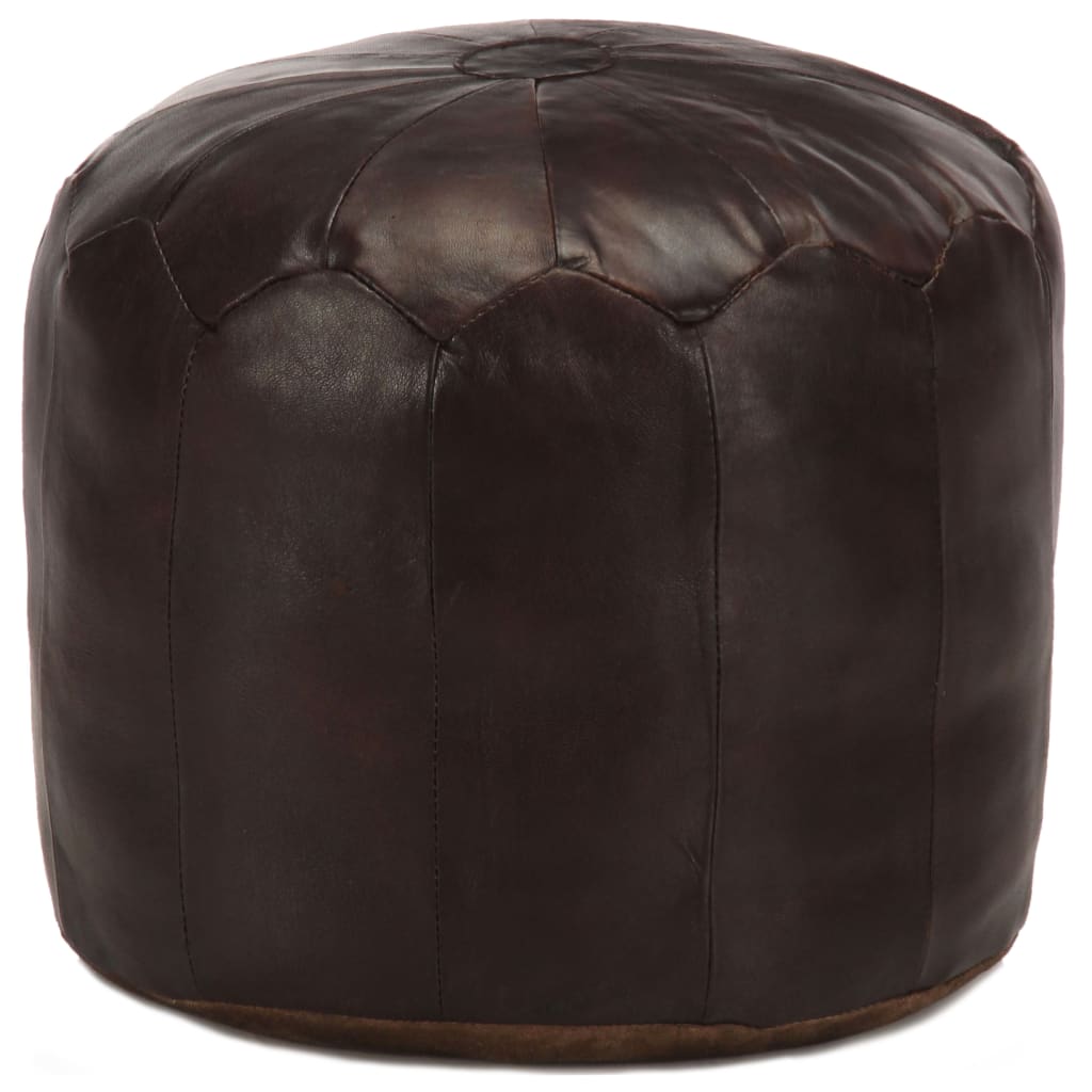 Pouf en Cuir et Coton Style Industriel-Marron foncé-1-La-Fabrique-Industrielle