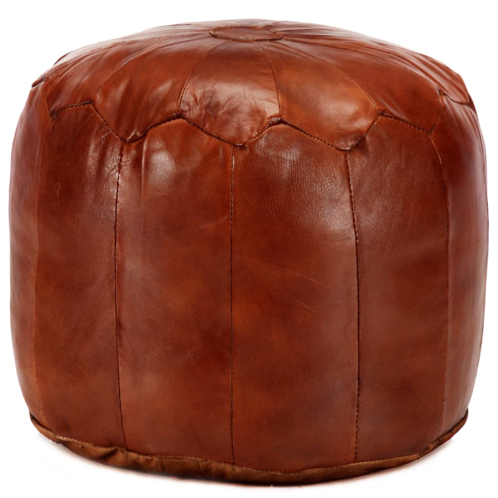 Pouf en Cuir et Coton Style Industriel-Marron pâle-1-La-Fabrique-Industrielle