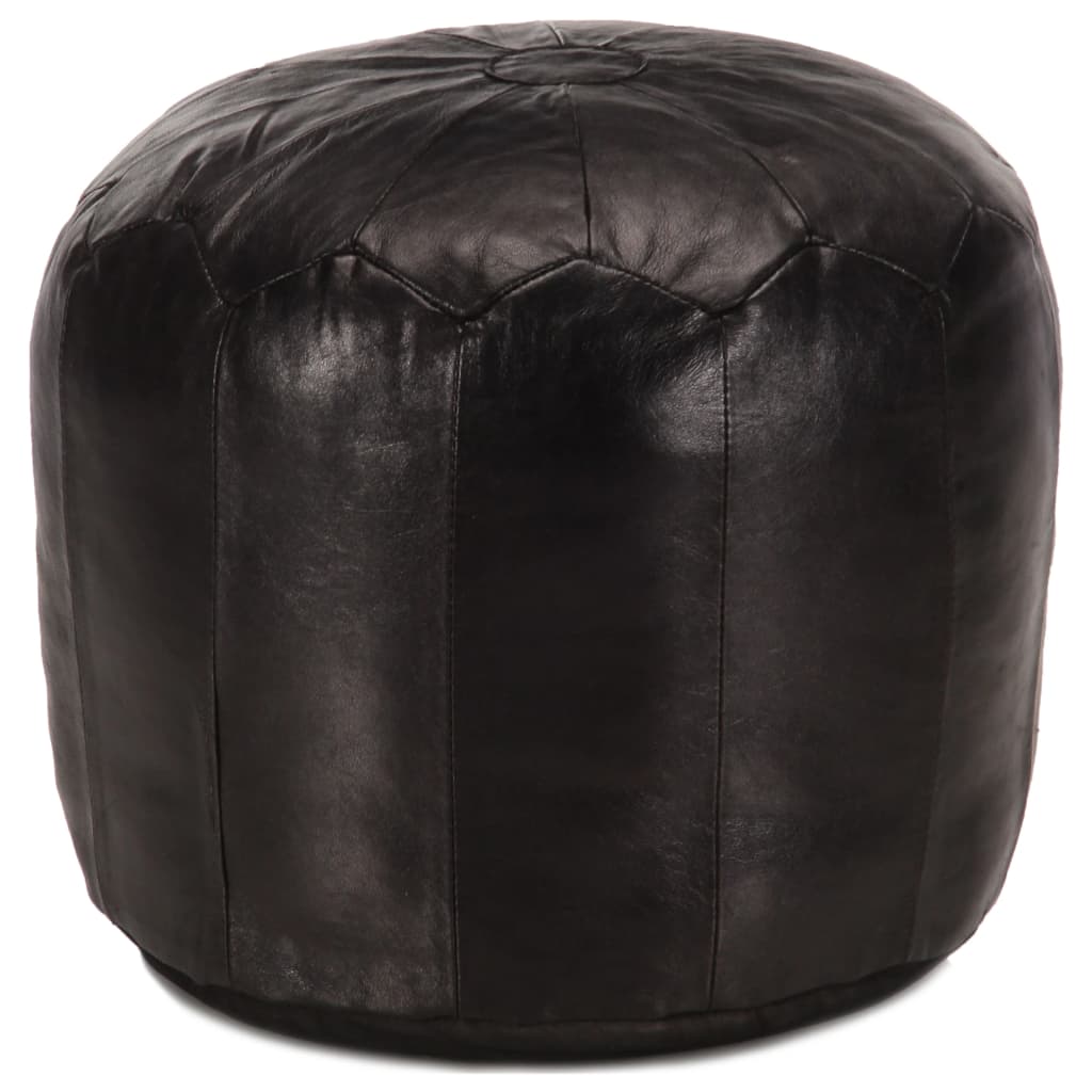 Pouf en Cuir et Coton Style Industriel-Noir-1-La-Fabrique-Industrielle