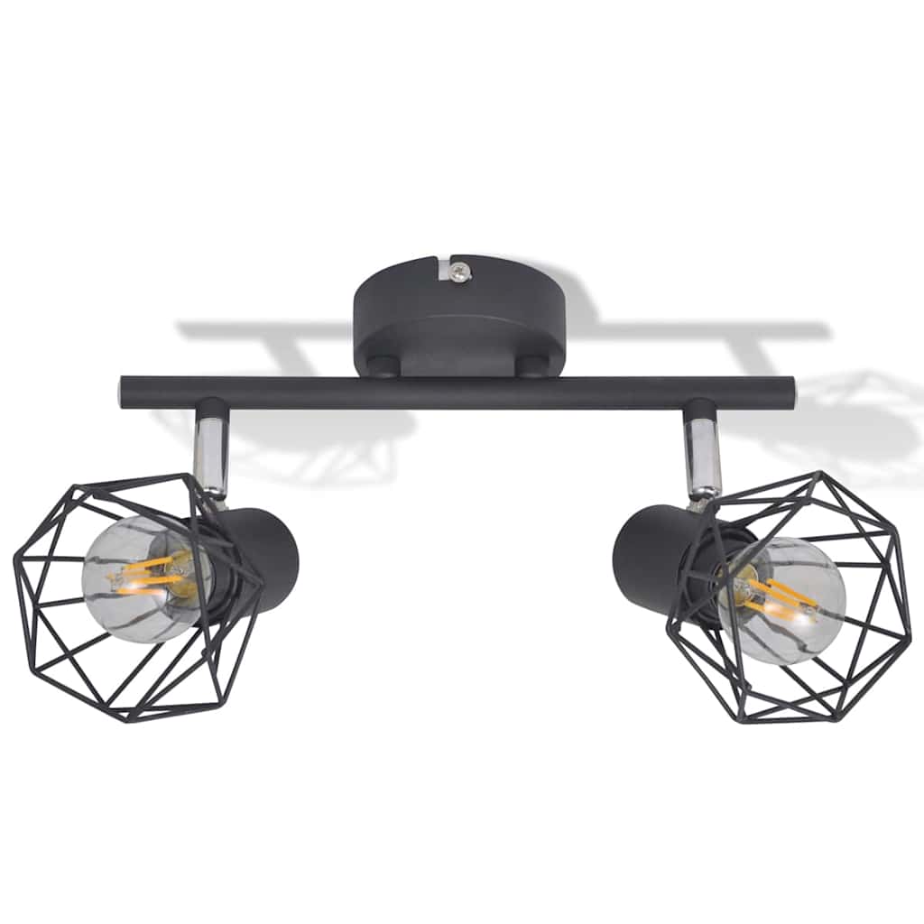 Projecteur Style Industriel Noir Avec 2 Ampoules À Filament Led-La-Fabrique-Industrielle