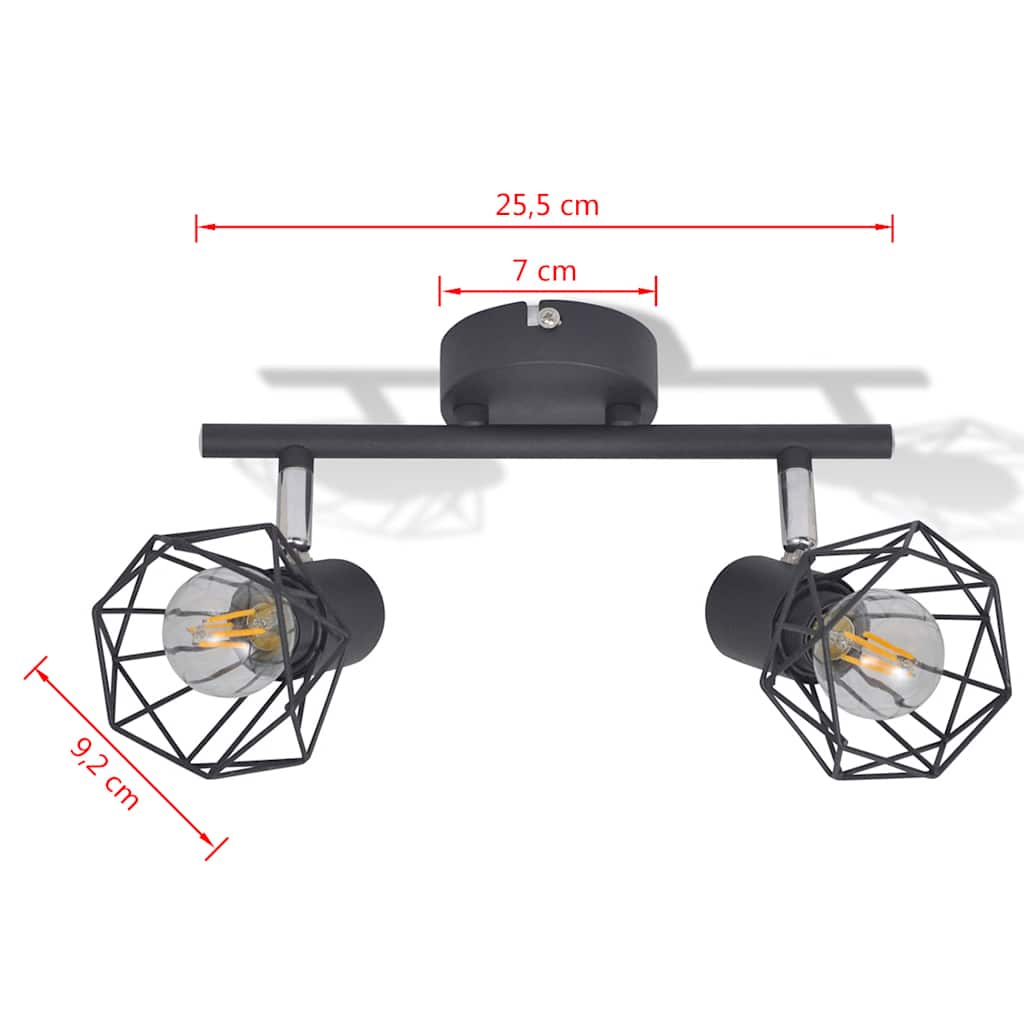 Projecteur Style Industriel Noir Avec 2 Ampoules À Filament Led-La-Fabrique-Industrielle