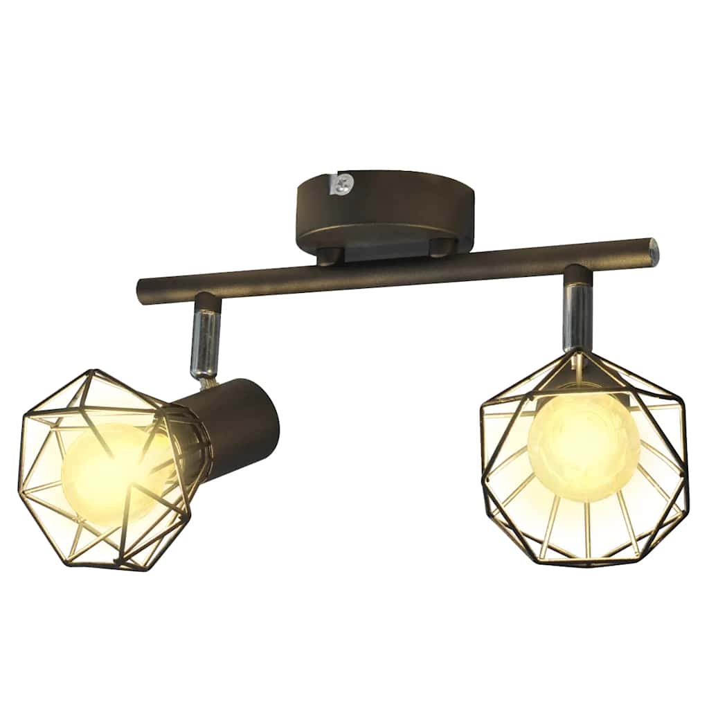 Projecteur Style Industriel Noir Avec 2 Ampoules À Filament Led-La-Fabrique-Industrielle