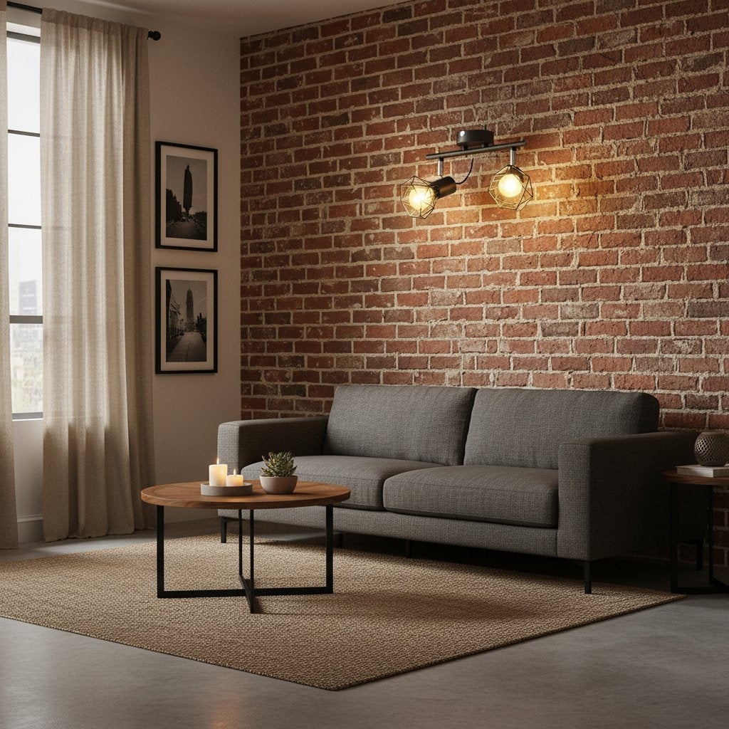 Projecteur Style Industriel Noir Avec 2 Ampoules À Filament Led