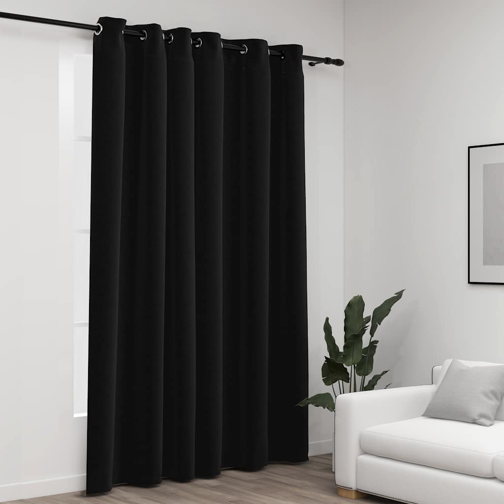 Rideau Occultant Aspect De Lin Avec Œillets-Anthracite-1-290 x 245 cm-La-Fabrique-Industrielle