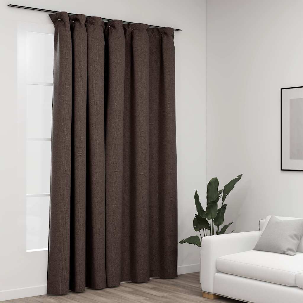 Rideau Occultant D'aspect De Lin Avec Crochets 290X245 Cm-Taupe-1-La-Fabrique-Industrielle