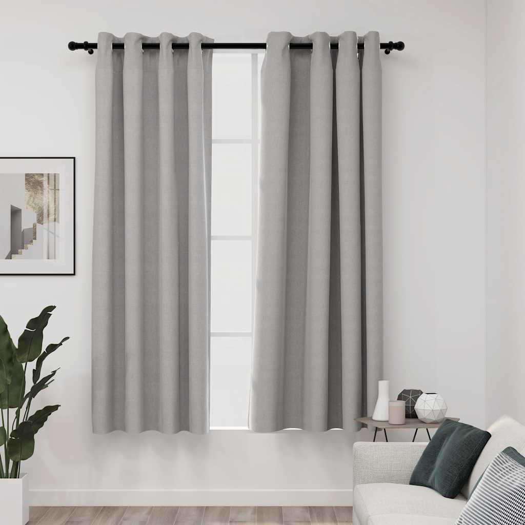 Rideaux Occultants Aspect Lin À Œillets 2 Pcs-Gris-2-140 x 175 cm-La-Fabrique-Industrielle