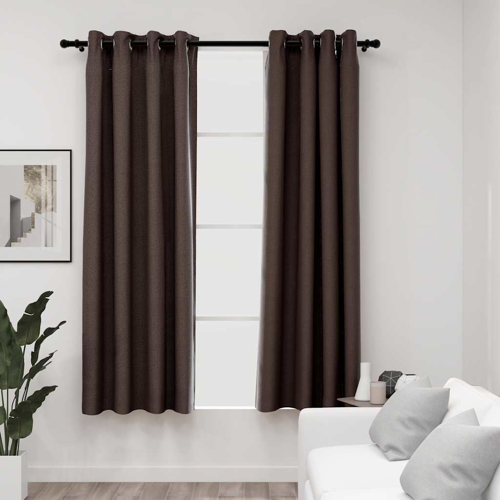 Rideaux Occultants Aspect Lin À Œillets 2 Pcs-Taupe-2-140 x 175 cm-La-Fabrique-Industrielle