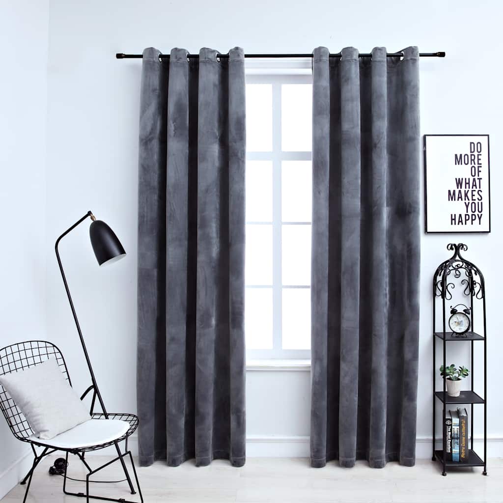 Rideaux Occultants Et Anneaux 2Pcs Velours 140X225Cm-Anthracite-2-140 x 245 cm-La-Fabrique-Industrielle