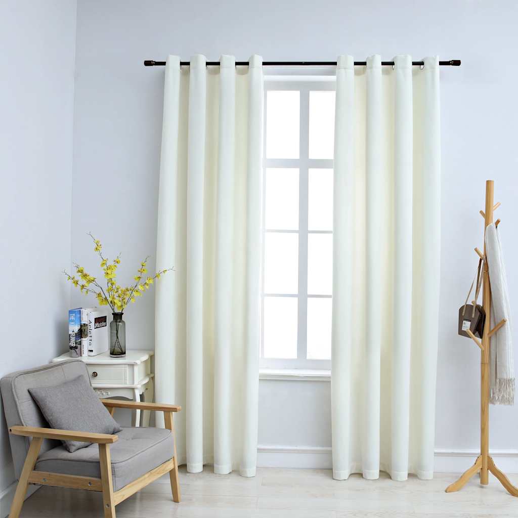 Rideaux Occultants Et Anneaux 2Pcs Velours 140X225Cm-Crème-2-140 x 175 cm-La-Fabrique-Industrielle