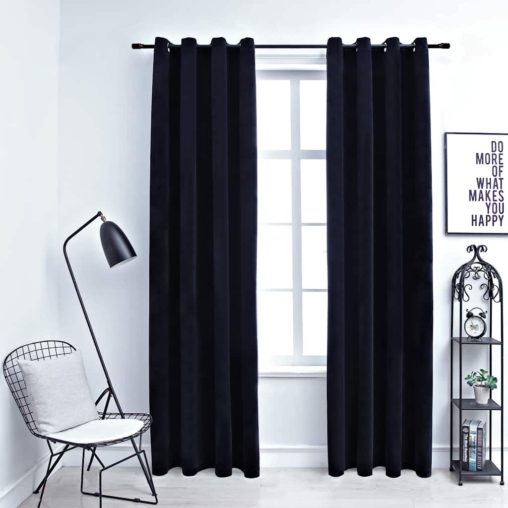 Rideaux Occultants Et Anneaux 2Pcs Velours 140X225Cm-Noir-2-140 x 245 cm-La-Fabrique-Industrielle