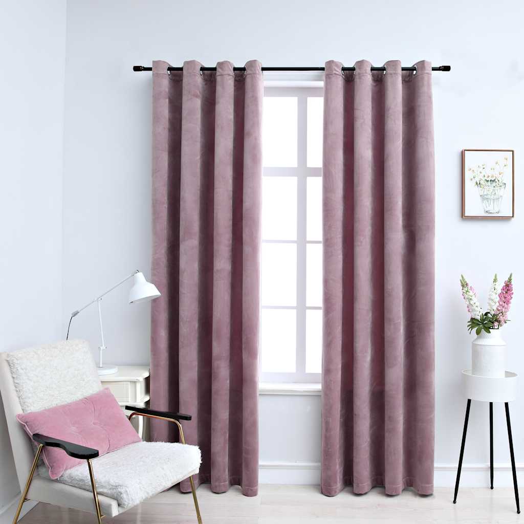 Rideaux Occultants Et Anneaux 2Pcs Velours 140X225Cm-rose antique-2-140 x 175 cm-La-Fabrique-Industrielle