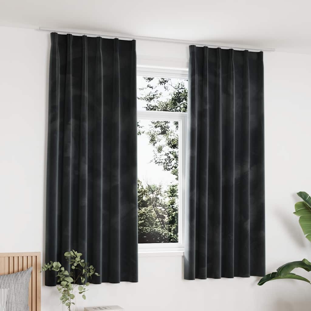 Rideaux Occultants Et Crochet 2Pcs Velours 140X245Cm-Anthracite-2-140 x 175 cm-La-Fabrique-Industrielle