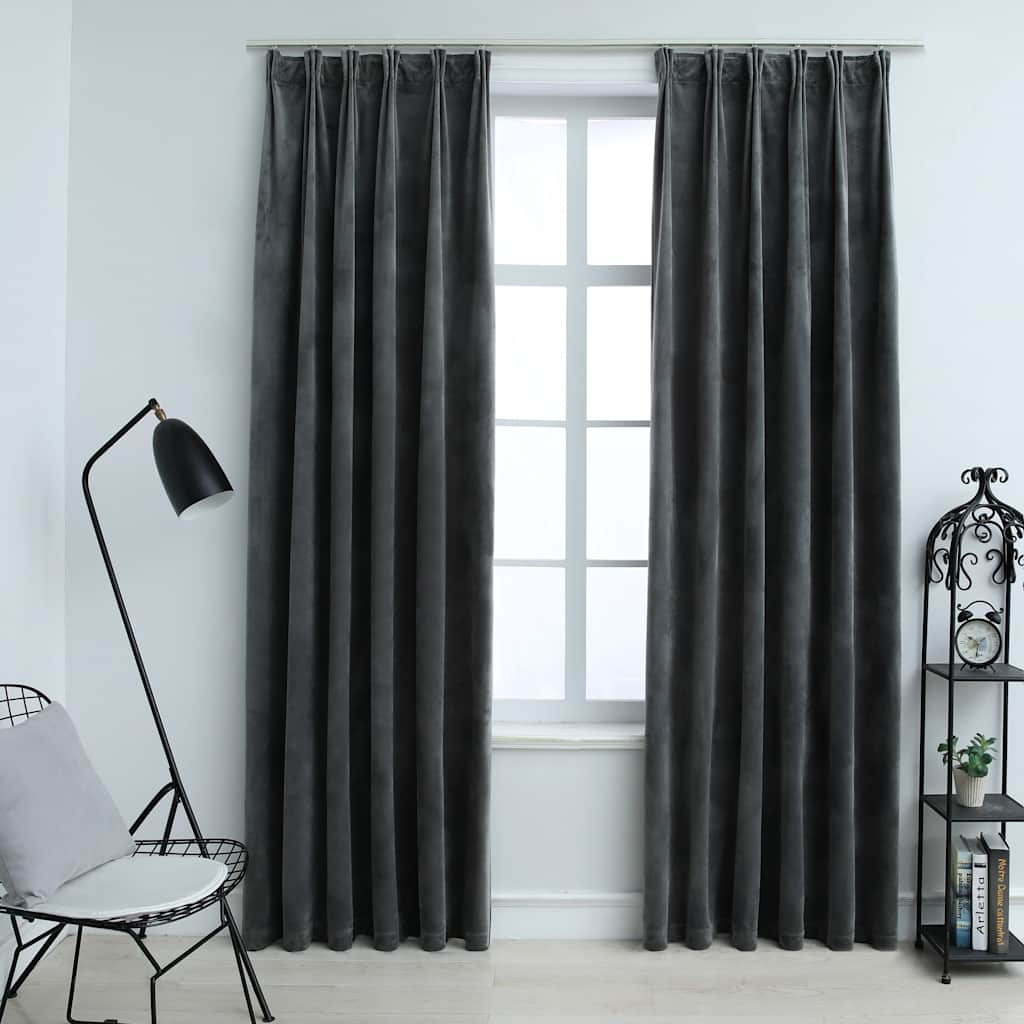 Rideaux Occultants Et Crochet 2Pcs Velours 140X245Cm-Anthracite-2-140 x 225 cm-La-Fabrique-Industrielle