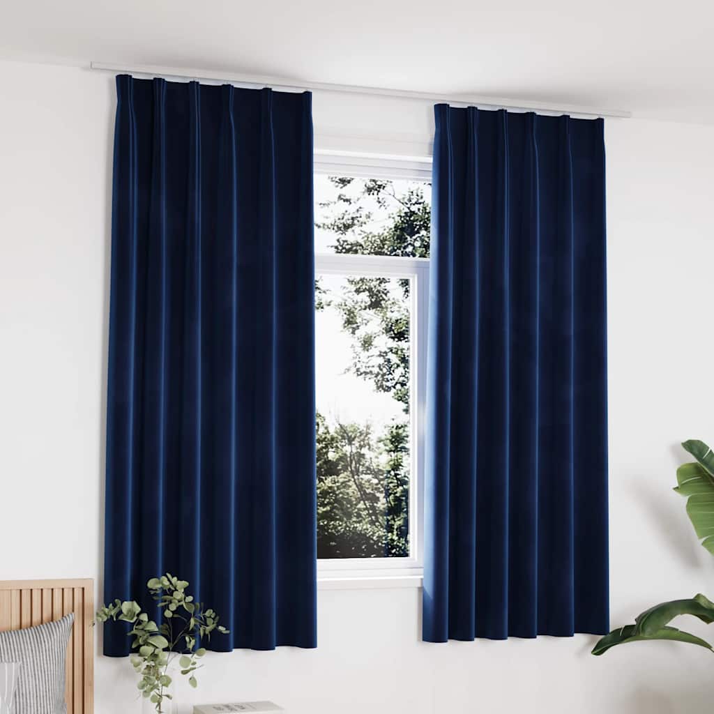 Rideaux Occultants Et Crochet 2Pcs Velours 140X245Cm-Bleu foncé-2-140 x 175 cm-La-Fabrique-Industrielle