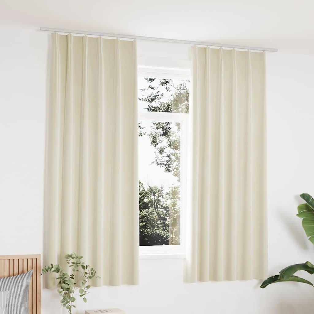 Rideaux Occultants Et Crochet 2Pcs Velours 140X245Cm-Crème-2-140 x 175 cm-La-Fabrique-Industrielle