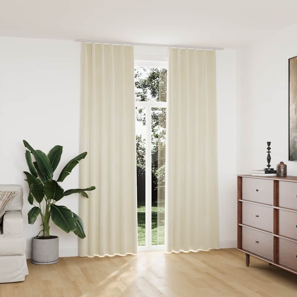 Rideaux Occultants Et Crochet 2Pcs Velours 140X245Cm-Crème-2-140 x 245 cm-La-Fabrique-Industrielle