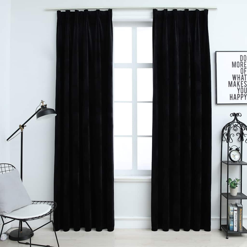 Rideaux Occultants Et Crochet 2Pcs Velours 140X245Cm-Noir-2-140 x 225 cm-La-Fabrique-Industrielle