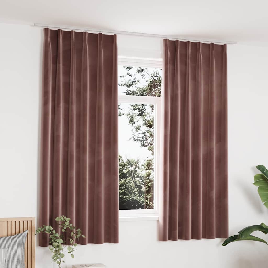 Rideaux Occultants Et Crochet 2Pcs Velours 140X245Cm-rose antique-2-140 x 175 cm-La-Fabrique-Industrielle