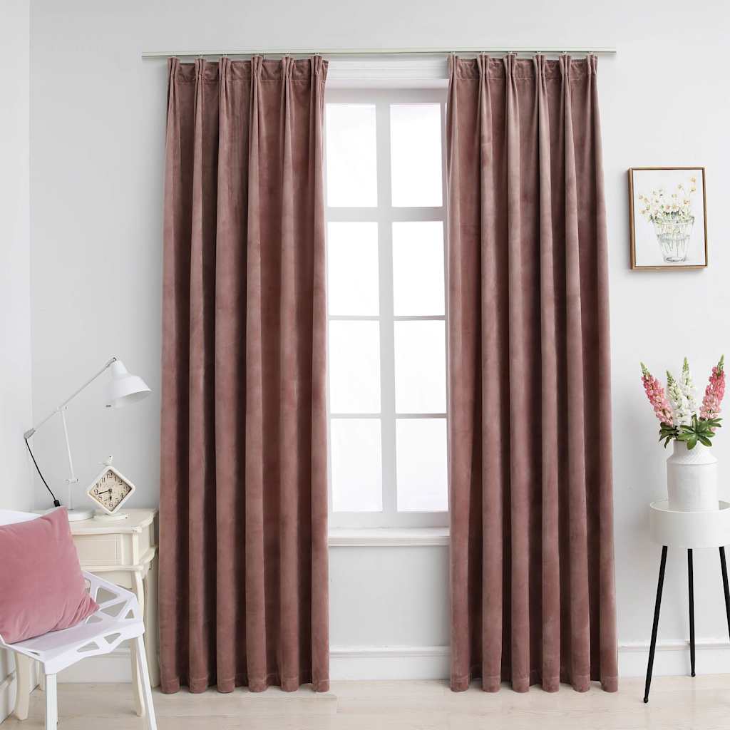 Rideaux Occultants Et Crochet 2Pcs Velours 140X245Cm-rose antique-2-140 x 245 cm-La-Fabrique-Industrielle