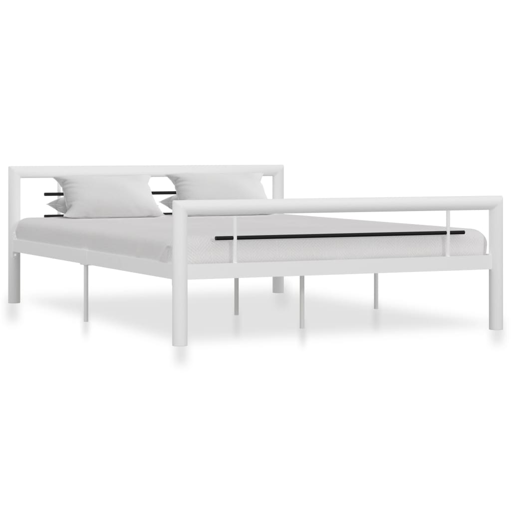 Structure de Lit en Métal Noir et Blanc-Blanc et noir-120 x 200 cm-La-Fabrique-Industrielle