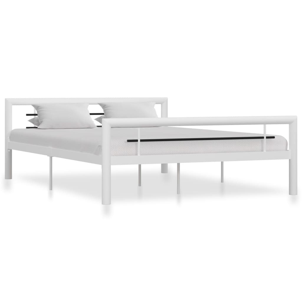 Structure de Lit en Métal Noir et Blanc-Blanc et noir-160 x 200 cm-La-Fabrique-Industrielle