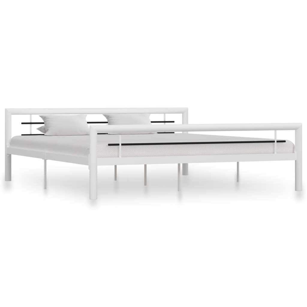 Structure de Lit en Métal Noir et Blanc-Blanc et noir-180 x 200 cm-La-Fabrique-Industrielle