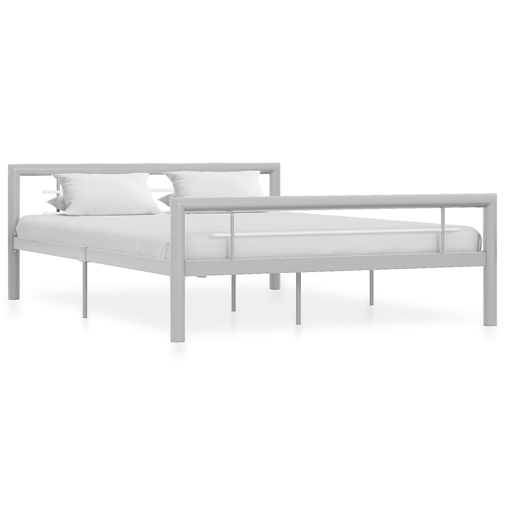Structure de Lit en Métal Noir et Blanc-Gris et blanc-140 x 200 cm-La-Fabrique-Industrielle