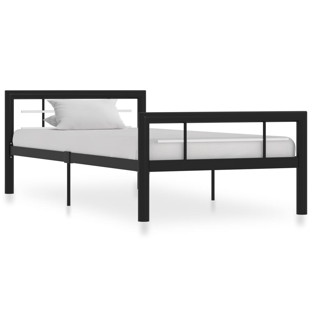 Structure de Lit en Métal Noir et Blanc-Noir et blanc-100 x 200 cm-La-Fabrique-Industrielle