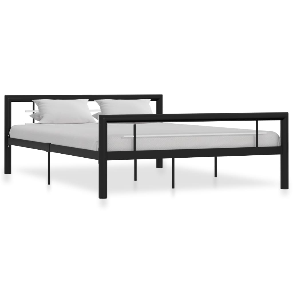 Structure de Lit en Métal Noir et Blanc-Noir et blanc-120 x 200 cm-La-Fabrique-Industrielle