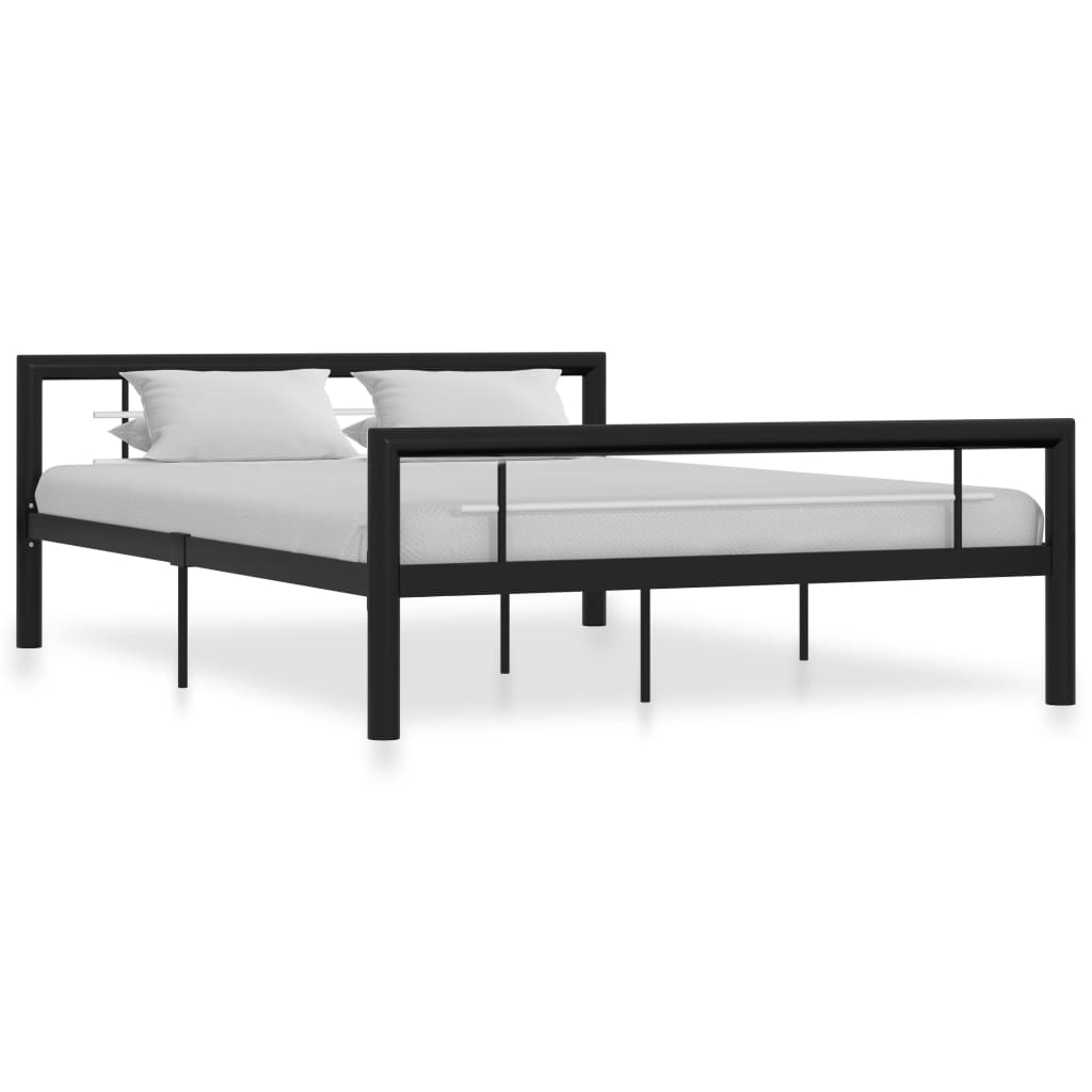 Structure de Lit en Métal Noir et Blanc-Noir et blanc-140 x 200 cm-La-Fabrique-Industrielle