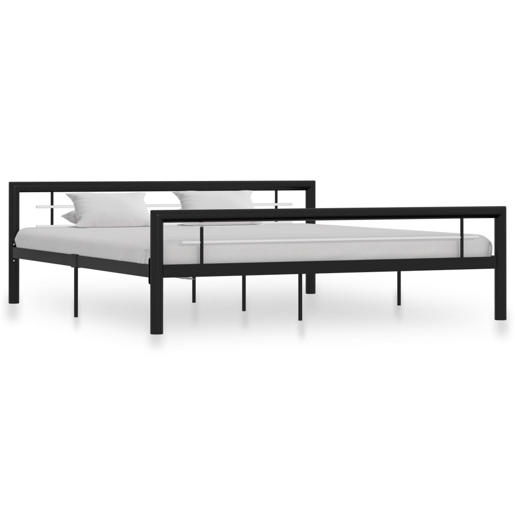 Structure de Lit en Métal Noir et Blanc-Noir et blanc-180 x 200 cm-La-Fabrique-Industrielle