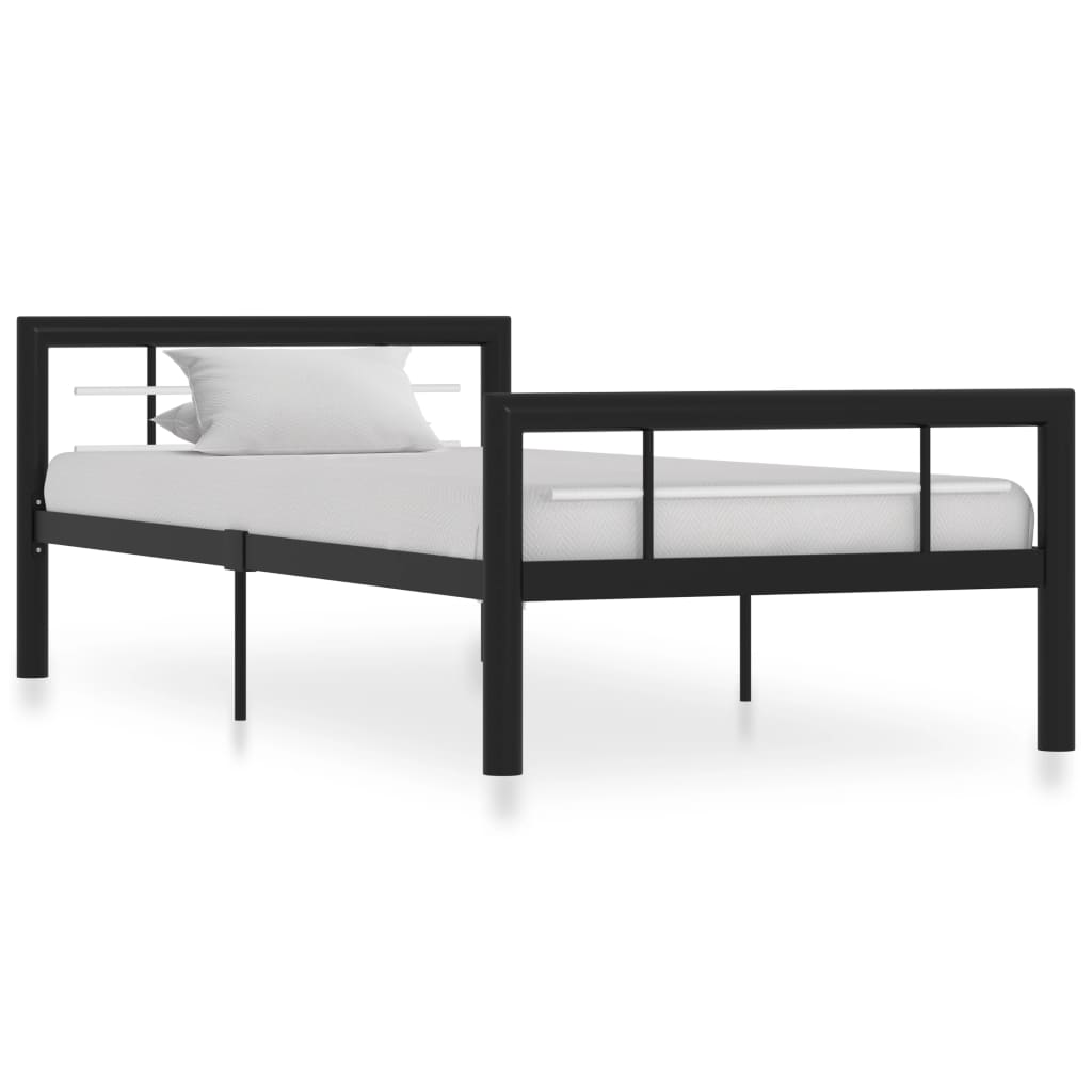 Structure de Lit en Métal Noir et Blanc-Noir et blanc-90 x 200 cm-La-Fabrique-Industrielle