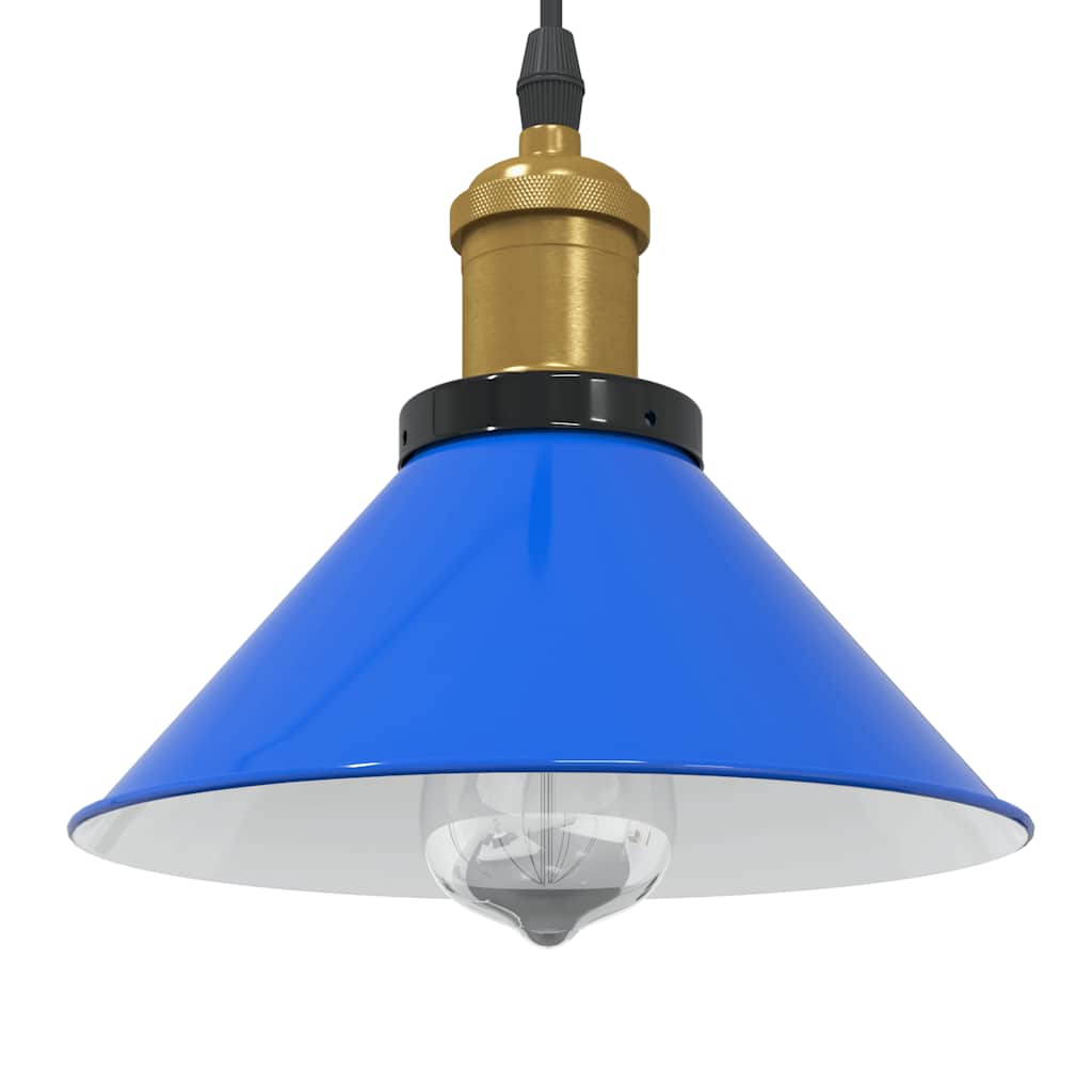 Suspension Industrielle Noire Style Vintage-Bleu foncé brillant-1-La-Fabrique-Industrielle