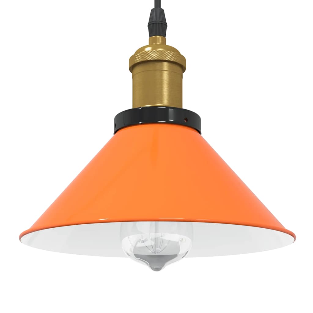 Suspension Industrielle Noire Style Vintage-Orange brillant-1-La-Fabrique-Industrielle