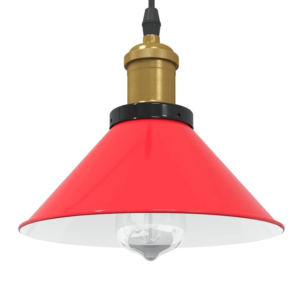 Suspension Industrielle Noire Style Vintage-Rouge brillant-1-La-Fabrique-Industrielle