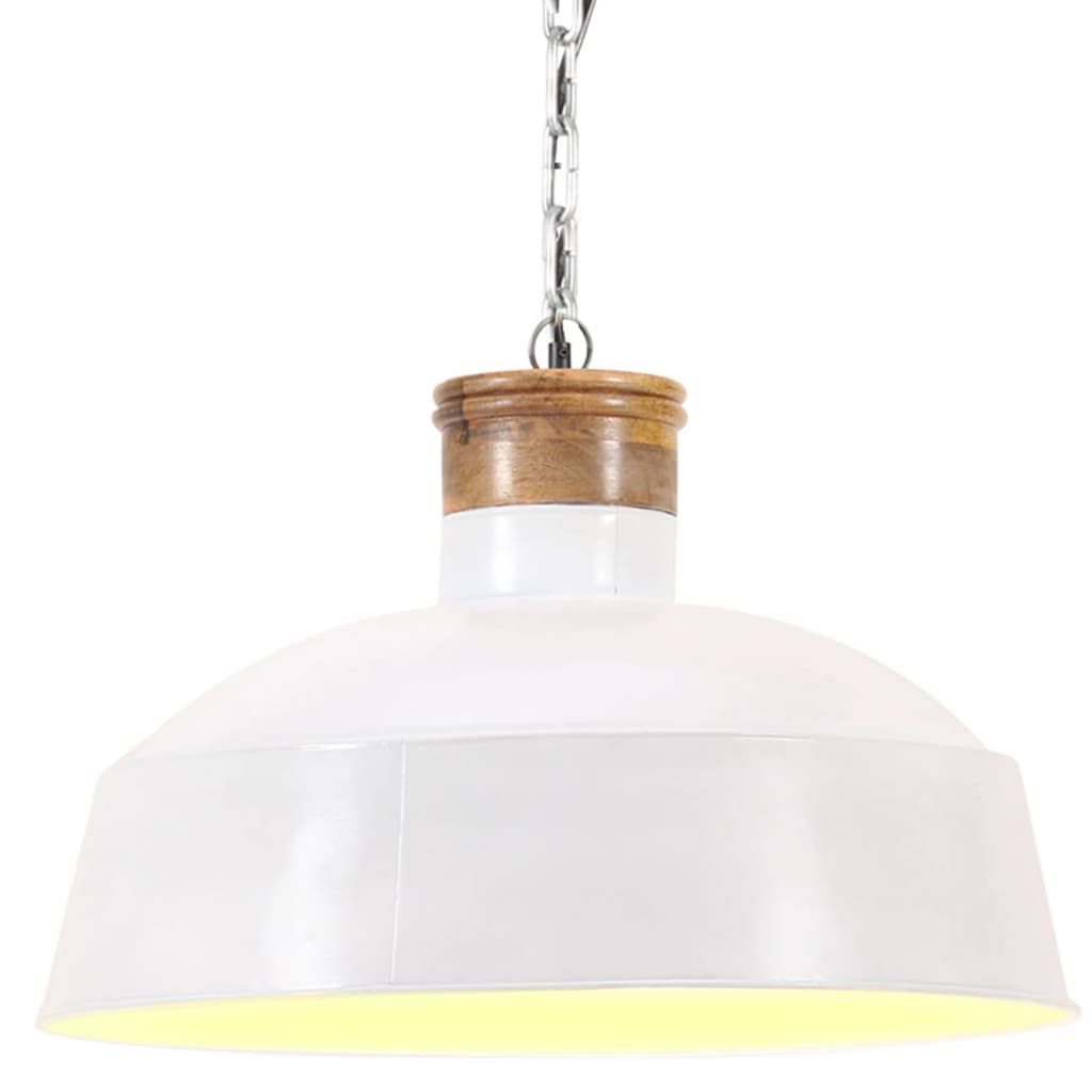Suspension Luminaire Ancienne en Fer et Bois-1-Φ 32 cm-La-Fabrique-Industrielle