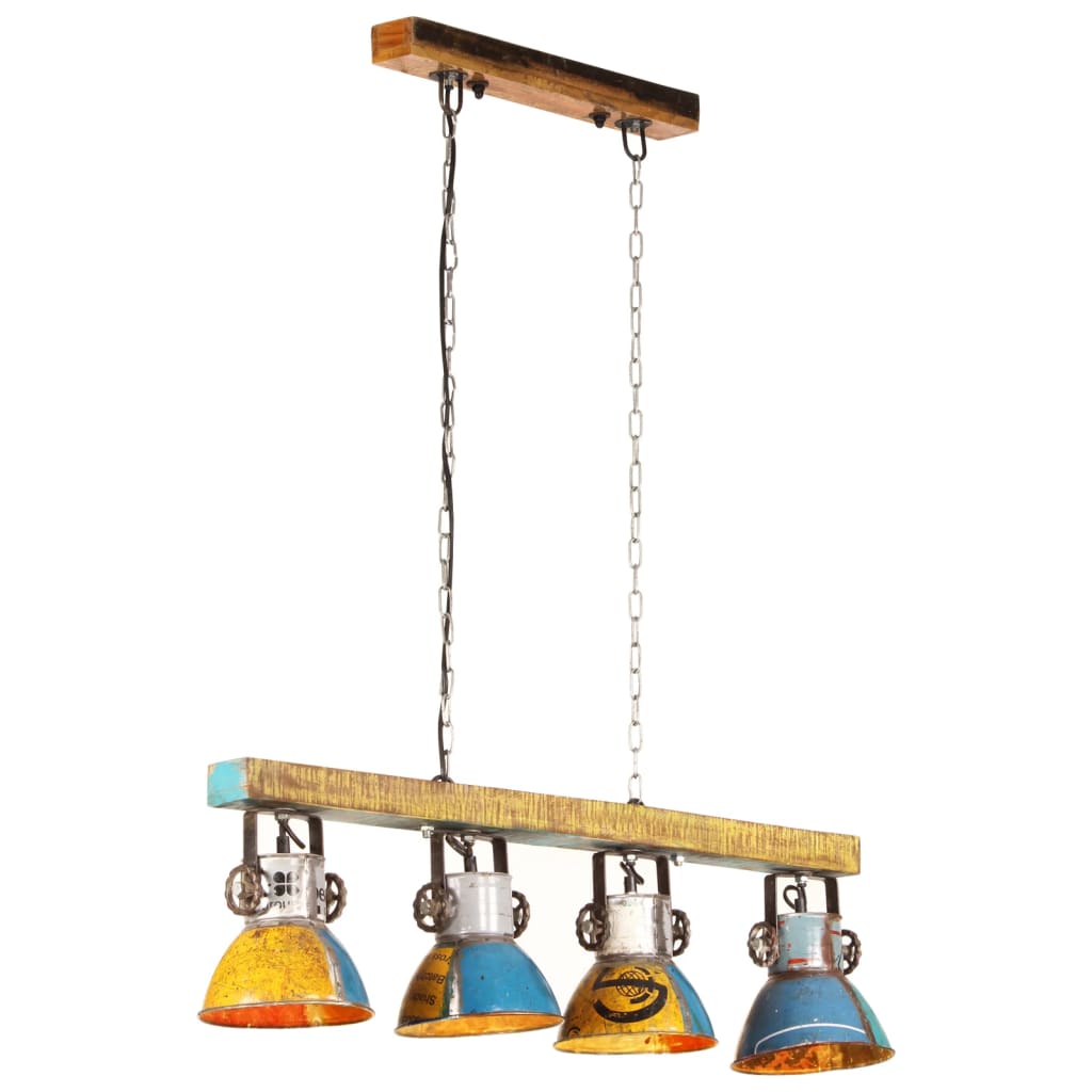 Suspension Luminaire Industriel en Fer et Bois-Multicolore-1-La-Fabrique-Industrielle