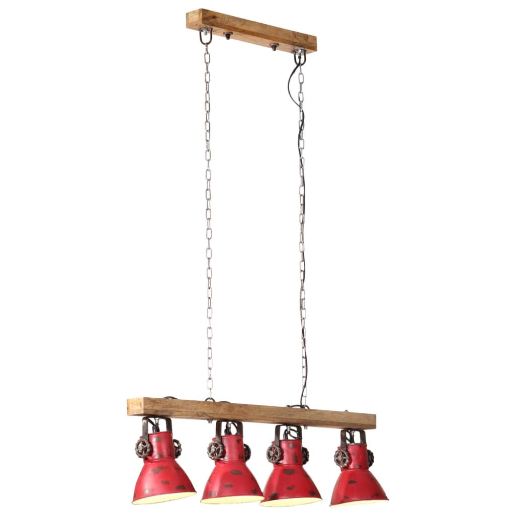 Suspension Luminaire Industriel en Fer et Bois-Rouge-1-La-Fabrique-Industrielle
