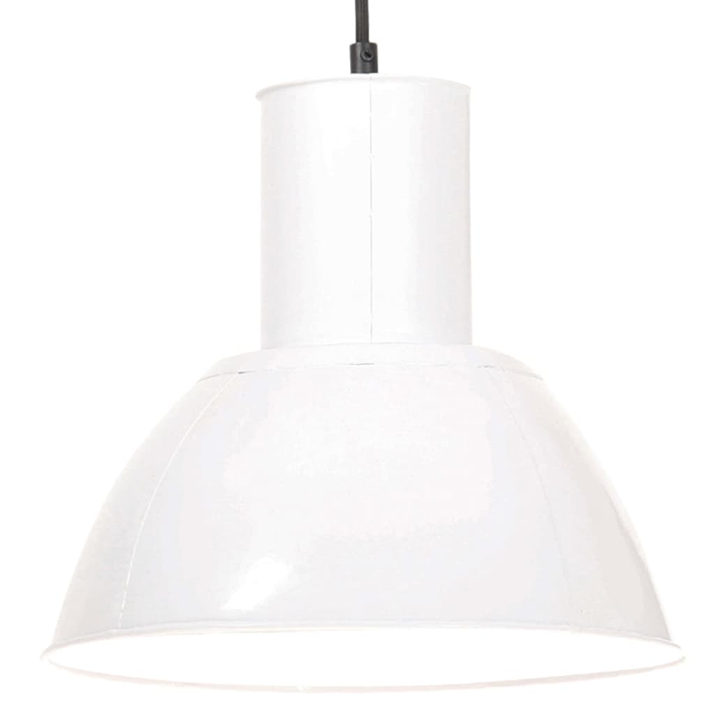 Suspension Luminaire Industriel en Métal Blanc-1-Ø 28.5 cm-La-Fabrique-Industrielle